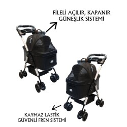 Tommy Evcil Hayvan Arabası 65x45x95cm Siyah Max 15 Kg - 2