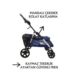 Tommy Evcil Hayvan Arabası 74,5x46,5x97,5cm Lacivert Max 15 Kg - 3