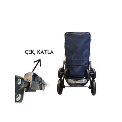 Tommy Evcil Hayvan Arabası 74,5x46,5x97,5cm Lacivert Max 15 Kg - 4