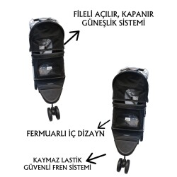 Tommy Evcil Hayvan Arabası 80x46x99cm Siyah Max 15 Kg - 2