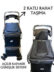 Tommy İki Katlı Evcil Hayvan Arabası 85 X 51 X 100 cm Lacivert Max 10 kg + 10 kg - 2