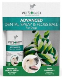 Vet's Best Köpek Ağız ve Diş Bakım Spreyi 120 ml ve Diş Temizleyici Halat Top 16 cm (2'li Set) - Vet's Best