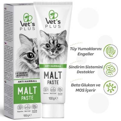 Vet's Plus Anti-Hairball Tüy Yumağı Önleyici Malt Kedi Macunu 100 gr - 5