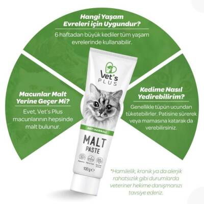 Vet's Plus Anti-Hairball Tüy Yumağı Önleyici Malt Kedi Macunu 100 gr - 2