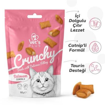 Vet's Plus Crunchy İçi Dolgulu Somonlu ve Catnipli Kedi Ödül Bisküvisi 60 gr - 3