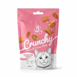 Vet's Plus Crunchy İçi Dolgulu Somonlu ve Catnipli Kedi Ödül Bisküvisi 60 gr - Vet's Plus