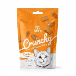 Vet's Plus Crunchy İçi Dolgulu Tavuklu ve Catnipli Kedi Ödül Bisküvisi 60 gr - Vet's Plus
