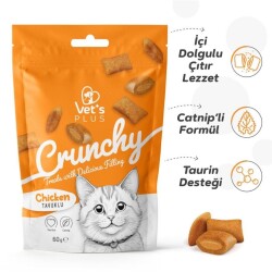 Vet's Plus Crunchy İçi Dolgulu Tavuklu ve Catnipli Kedi Ödül Bisküvisi 60 gr - 2