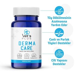 Vet's Plus Derma Care Kedi ve Köpekler İçin Deri ve Tüy Yapısı Destekleyici Biotin Tablet 75 Adet - 3