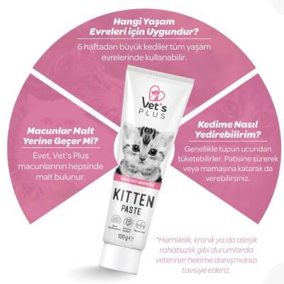 Vet's Plus Hamile ve Yavru Kediler için Multivitamin Malt Kedi Macunu 100 gr - 4