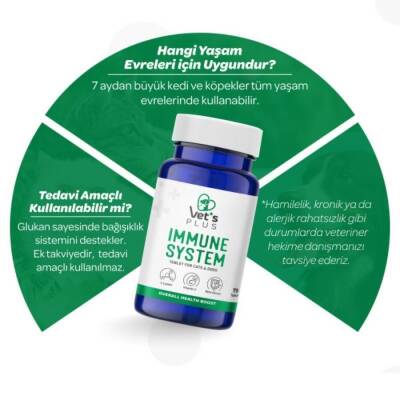 Vet's Plus Immune System Kedi ve Köpekler İçin Bağışıklık Sistemi Güçlendirici Tablet 75 Adet - 3