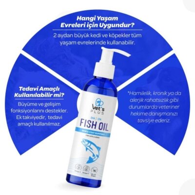 Vet's Plus Kedi ve Köpekler için Balık Yağı 200 Ml - 3