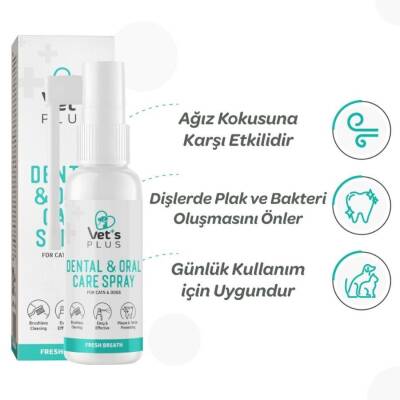 Vet's Plus Kedi ve Köpekler İçin Diş ve Ağız Bakım Spreyi 50 Ml - 2
