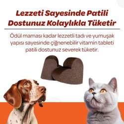 Vet's Plus Multi-Vitamin Kedi ve Köpekler İçin Spirulinalı Vitamin Çiğnenebilir Tablet 60 Adet - 3