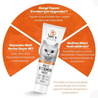 Vet's Plus Multi-Vitamin Taurinli Malt Kedi Macunu 100 Gr - 3