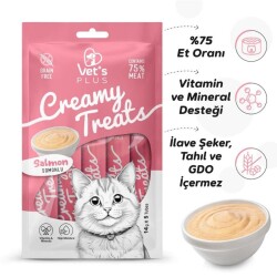 Vet's Plus Somonlu Sıvı Krema Kedi Ödülü 5x14 Gr - 3
