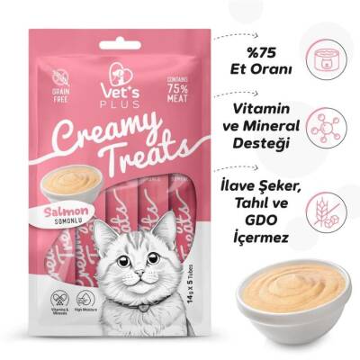 Vet's Plus Somonlu Sıvı Krema Kedi Ödülü 5x14 Gr - 3