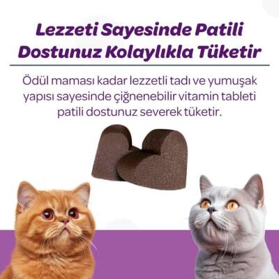 Vet's Plus Sterilised Kısırlaştırılmış Kediler İçin Yaban Mersinli Çiğnenebilir Tablet 60 Adet - 2