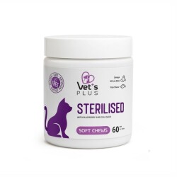 Vet's Plus Sterilised Kısırlaştırılmış Kediler İçin Yaban Mersinli Çiğnenebilir Tablet 60 Adet - Vet's Plus