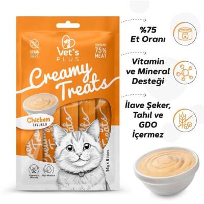 Vet's Plus Tavuklu Sıvı Krema Kedi Ödülü 5x14 Gr - 3