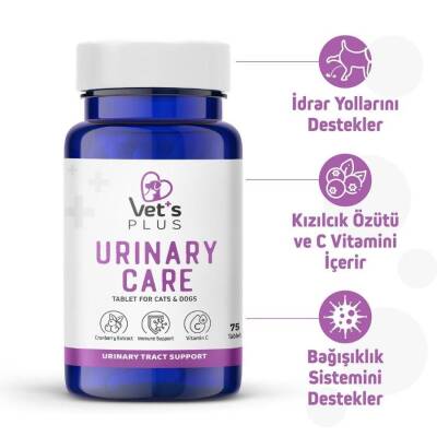 Vet's Plus Urinary Care Kedi ve Köpek İçin İdrar Yolları Destekleyici Tablet 75 Adet - 3