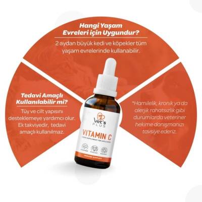 Vet's Plus Vitamin C Kedi ve Köpekler İçin Damla 50 ml - 4
