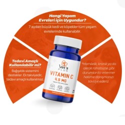 Vet's Plus Vitamin C Kedi ve Köpekler İçin Vitamin Tablet 75 Adet - 3