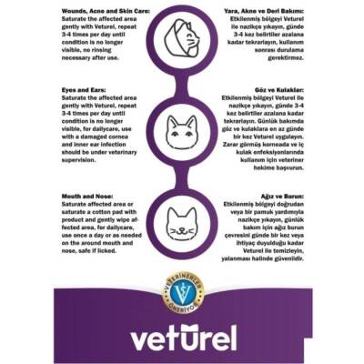 Veturel Kediler İçin Yara Akne ve Yüz Bakım Solüsyonu 100 Ml - 2