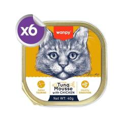 Wanpy Alutray Ton Balıklı ve Tavuklu Pate Yetişkin Kedi Konservesi 6x40 gr - Wanpy
