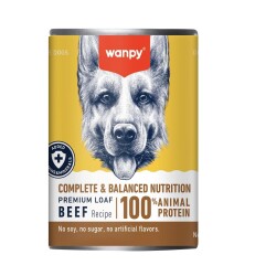 Wanpy Biftekli Tahılsız Yetişkin Köpek Konservesi 375 gr - Wanpy