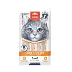 Wanpy Bone Support Sığır Eti ve Tavulu Sıvı Krema Kedi Ödülü 5x14 Gr - Wanpy