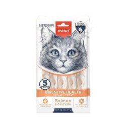 Wanpy Digestive Health Somon Balığı ve Tavuklu Sıvı Krema Kedi Ödülü 5x14 Gr - Wanpy