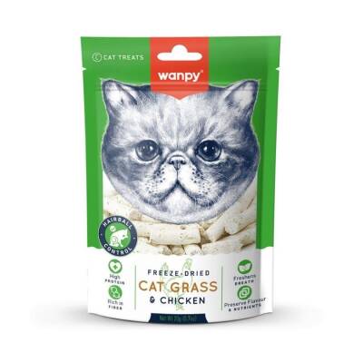 Wanpy Hairball Control Dondurularak Kurutulmuş Çim ve Tavuklu Kedi Ödülü 20 gr - 1