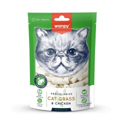 Wanpy Hairball Control Dondurularak Kurutulmuş Çim ve Tavuklu Kedi Ödülü 20 gr - Wanpy