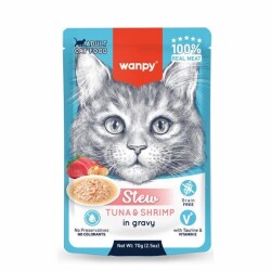 Wanpy Stew Gravy Pocuh Ton Balıklı ve Karidesli Yetişkin Yaş Kedi Maması 70 gr - Wanpy