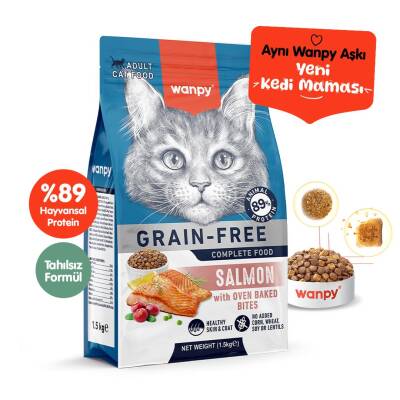 Wanpy Somon Balıklı Tahılsız Yetişkin Kedi Maması 1,5 kg - 1