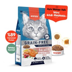 Wanpy Somon Balıklı Tahılsız Yetişkin Kedi Maması 1,5 kg - Wanpy