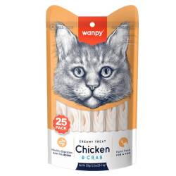 Wanpy Tavuklu ve Yengeçli Sıvı Krema Kedi Ödülü 14 gr X 25 Adet - Wanpy