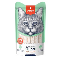 Wanpy Ton Balıklı ve Deniz Taraklı Sıvı Krema Kedi Ödülü 14 gr X 25 Adet - Wanpy
